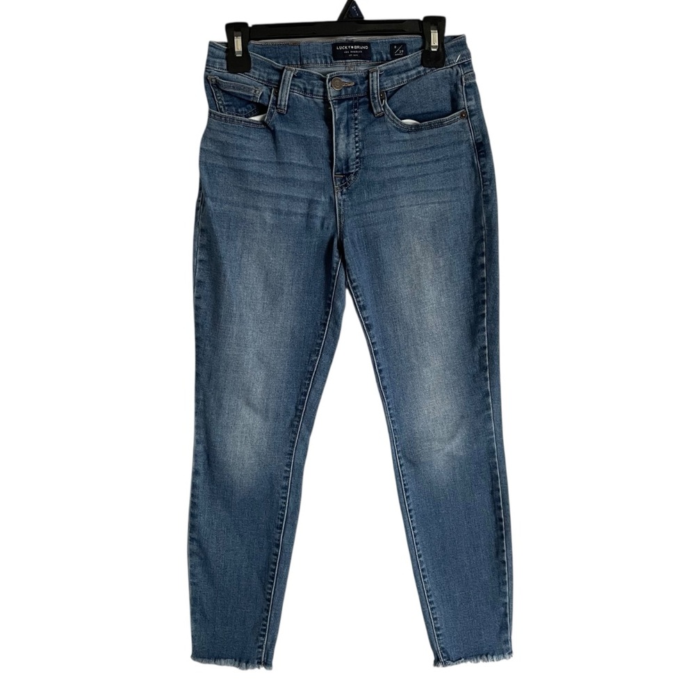 Lucky Brand Skinny Ankle Jeans Raw Hem Mid Rise Sz 8 29 Women Dark Wash Stretch